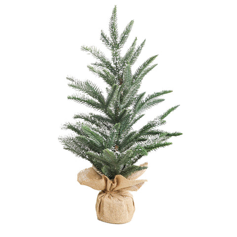 Sapin artificiel enneigé en pot de jute