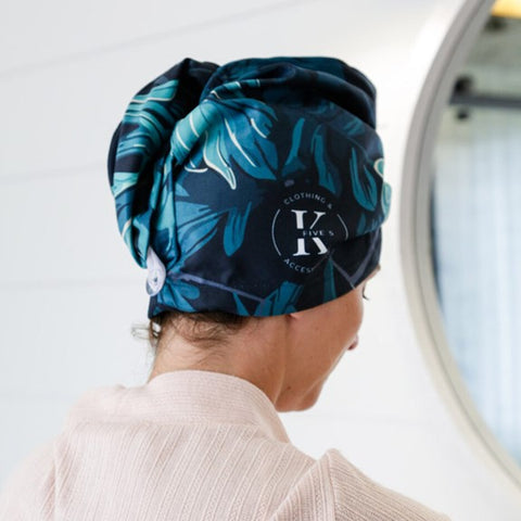 Serviette à cheveux "Feuillage turquoise" K5 Clothing
