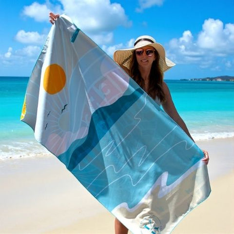 Serviette en microfibre "Plage rétro" - K5 Clothing