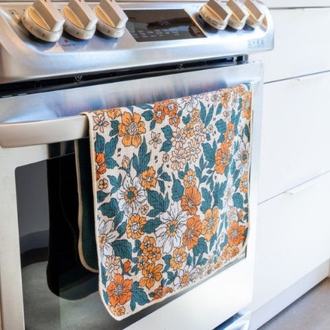 Linge à vaisselle en microfibre gaufré "Fleur vintage" - K5 Clothing