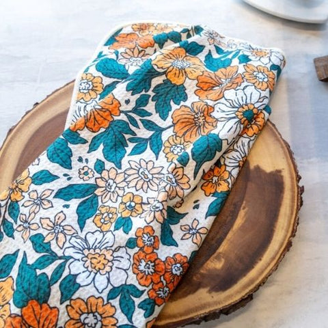 Linge à vaisselle en microfibre gaufré "Fleur vintage" - K5 Clothing