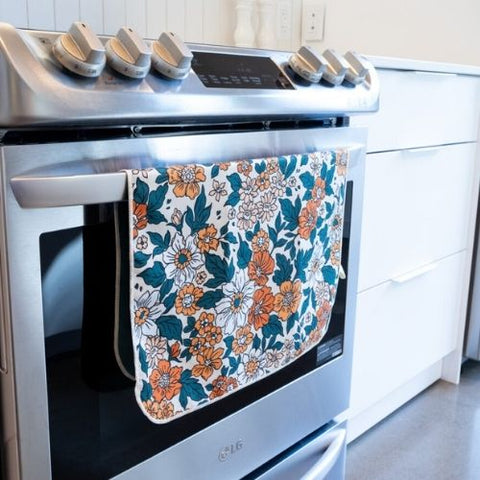 Linge à vaisselle en microfibre lisse "Fleur vintage" - K5 Clothing