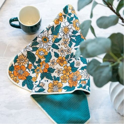 Linge à vaisselle en microfibre gaufré "Fleur vintage" - K5 Clothing