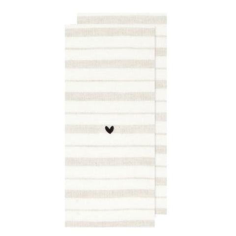 Linges à vaisselle rayés avec cœur
