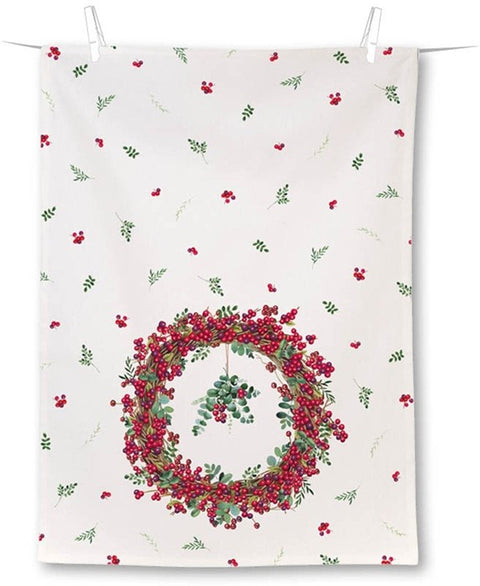Serviette de cuisine – Couronne de baies rouges