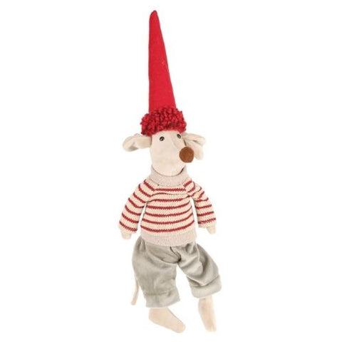 Souris décorative suspendue avec bonnet de Noël