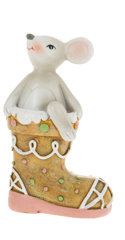 Figurine souris dans botte pain d’épices