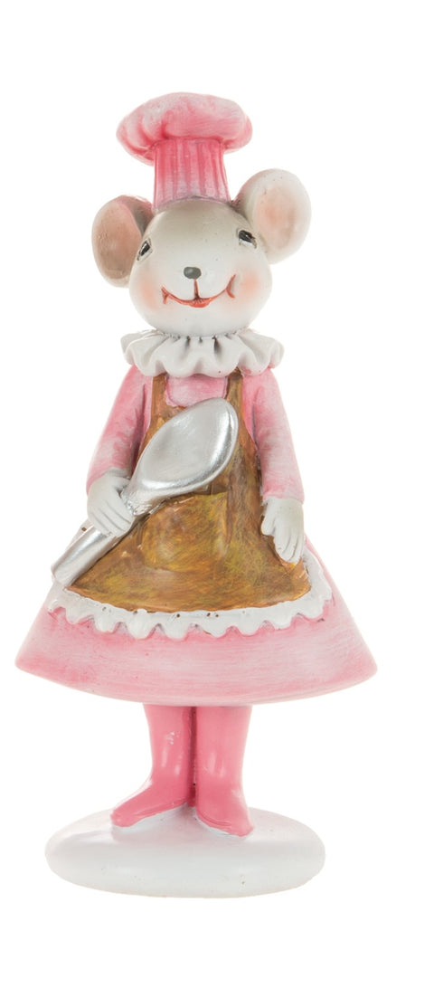 Figurine souris pâtissière à la cuillère