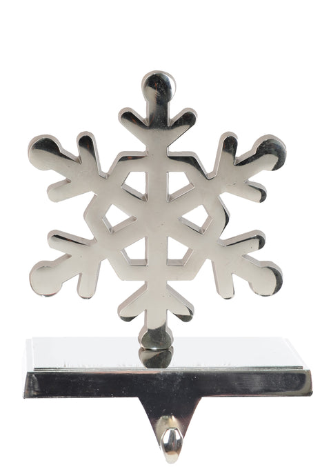 Support à bas de Noël en métal chromé floçon