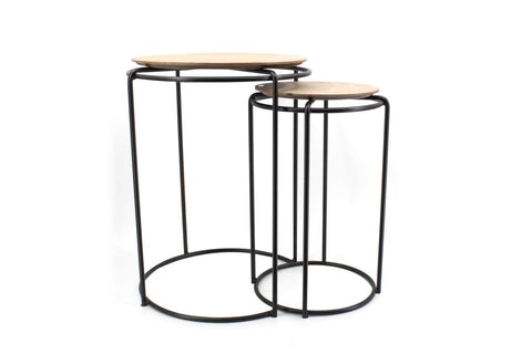 Table d'appoint en métal et bois