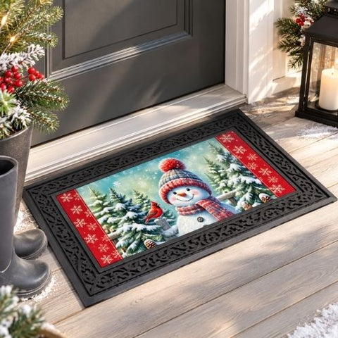 Insert de tapis "Bonhomme de neige et cardinal"