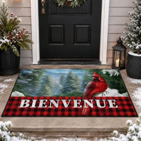 Tapis décoratif "Bienvenue Cardinal rouge"