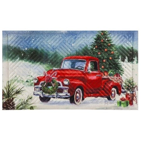 Tapis décoratif avec camion rouge