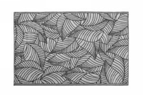 Tapis extérieur à feuillage noir et gris