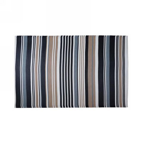 Tapis extérieur rayé noir et gris