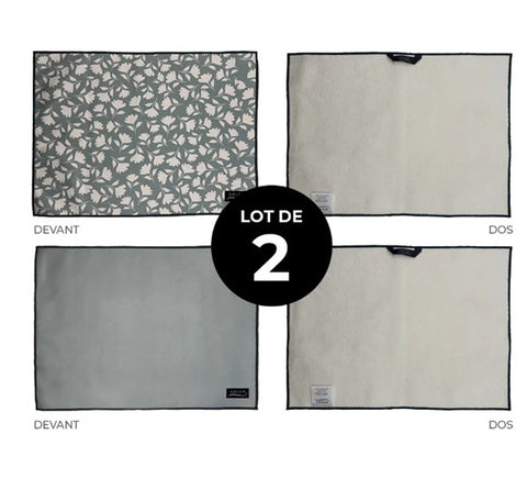 Tapis de séchage vaisselle Fleur de Sauge – Lot de 2 - SOLEM