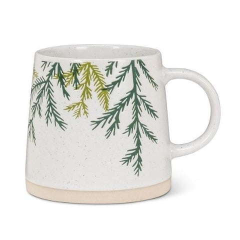 Tasse en grès avec branches de cèdre