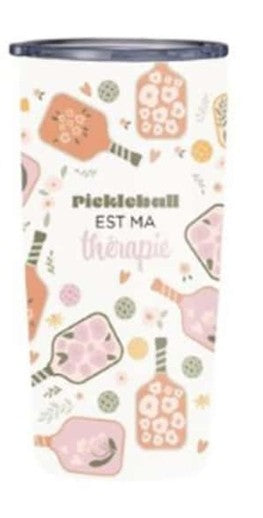 Tasse de voyage « Pickleball est ma thérapie » – Collection Chantal Lacroix
