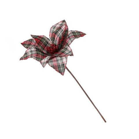 Branche de poinsettia en tissu écossais
