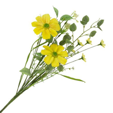 Tige florale cosmos et anémones jaunes