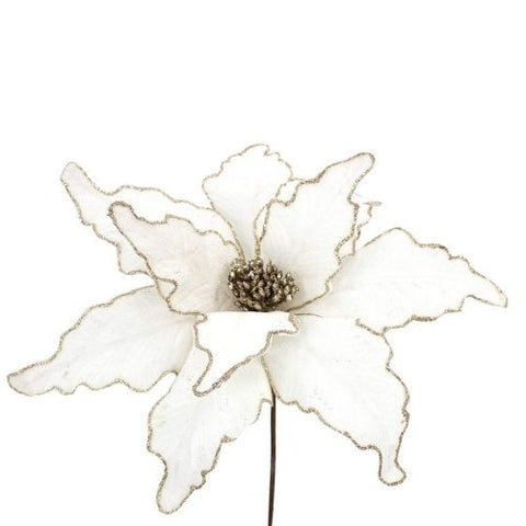 Pic poinsettia blanc et argent