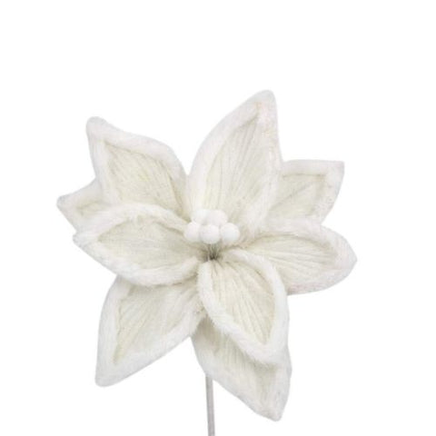 Pic décoratif poinsettia blanc