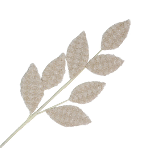 Tige décorative feuilles blanches scintillantes