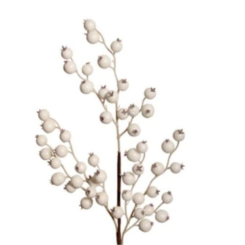 Branche artificielle de grosses baies blanches