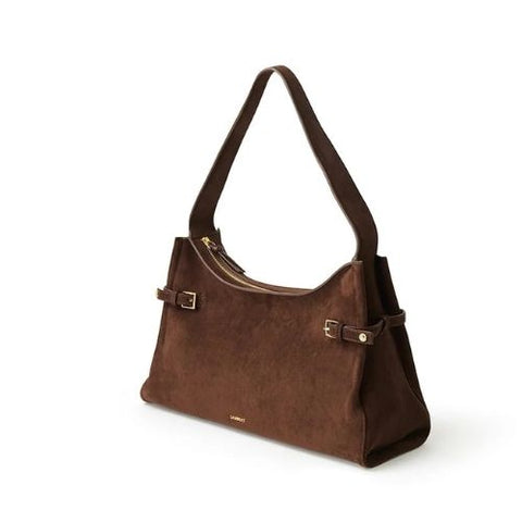 Sac à épaule Trinity en suède Chocolate - Lambert
