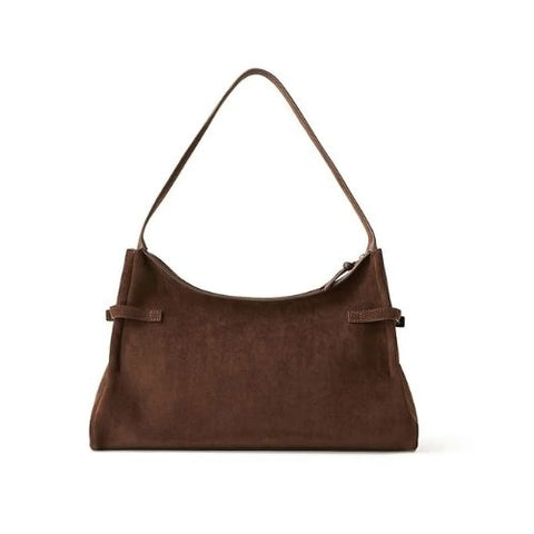 Sac à épaule Trinity en suède Chocolate - Lambert