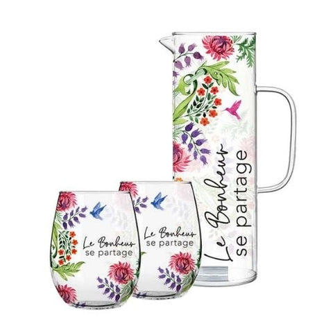 Trio carafe et verres "Le Bonheur se partage" - Chantal Lacroix