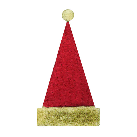 Tuque décorative rouge en tricot avec bordure de fausse fourrure