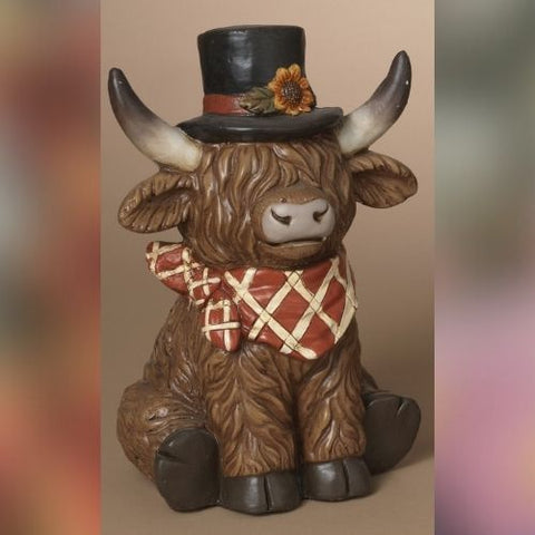 Vache décorative en magnésium avec chapeau et foulard