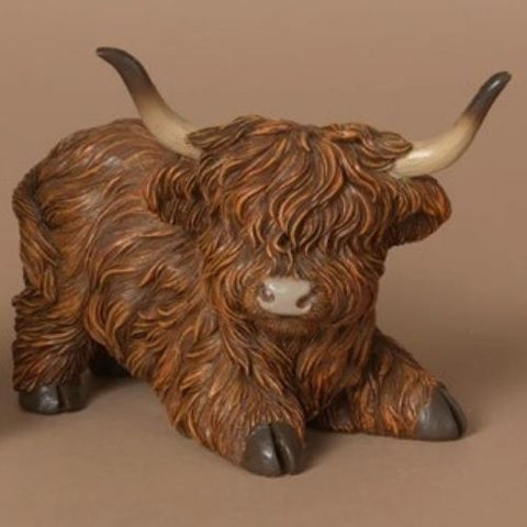 Figurine décorative Vache Highland couchée