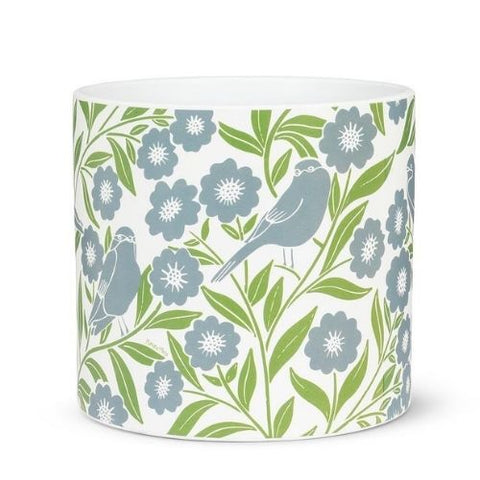 Cache-pot décoratif avec motifs d’oiseaux et fleurs