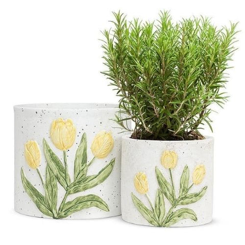 Cache-pot décoratif avec motifs de tulipes