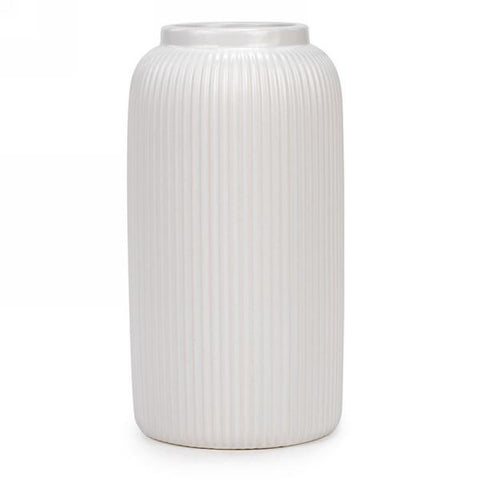 Vase blanc strié en céramique