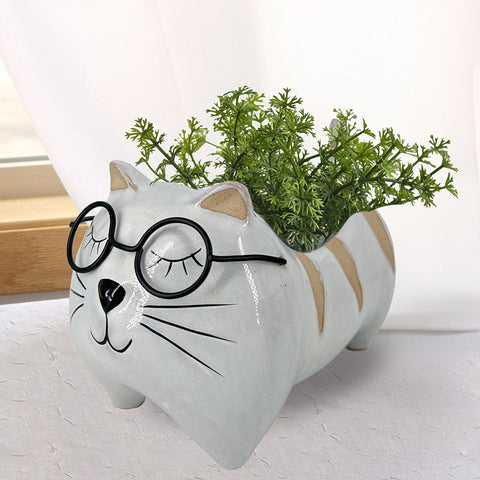 Vase en céramique chat avec lunette