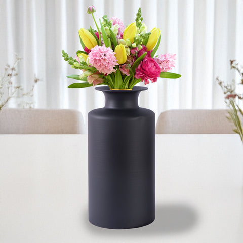 Vase à fleurs cylindrique noir