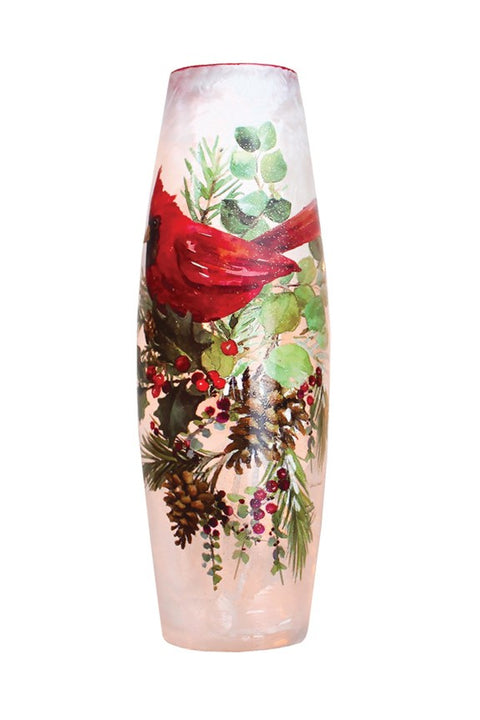 Vase illuminé avec motif de cardinal