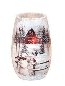 Vase illuminé à motif de bonhomme de neige