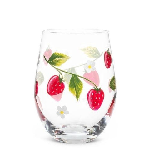 Verre avec motif de fraises