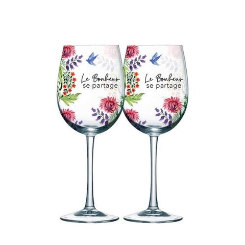 Duo verres à vin "Le Bonheur se partage" - Chantal Lacroix
