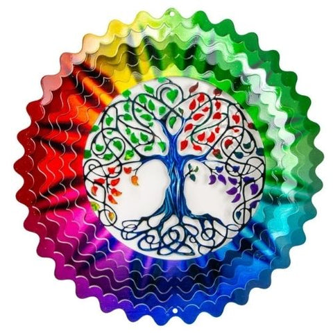 Grand carillon à vent rotatif – Arbre de vie multicolore vibrant