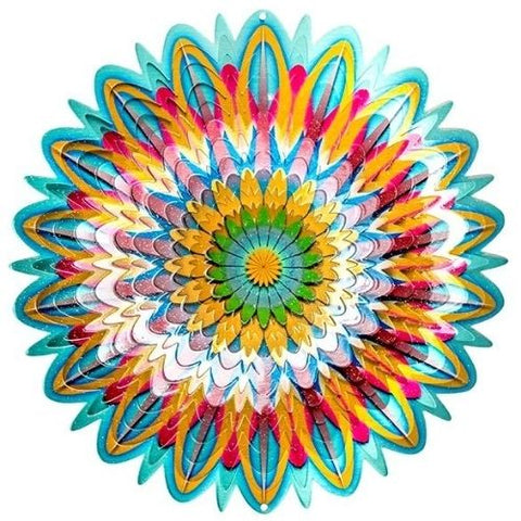 Grand carillon à vent rotatif – Mandala floral