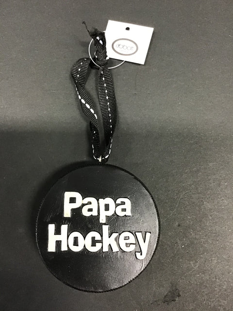 Ornement de rondelle de hockey "Papa hockey"