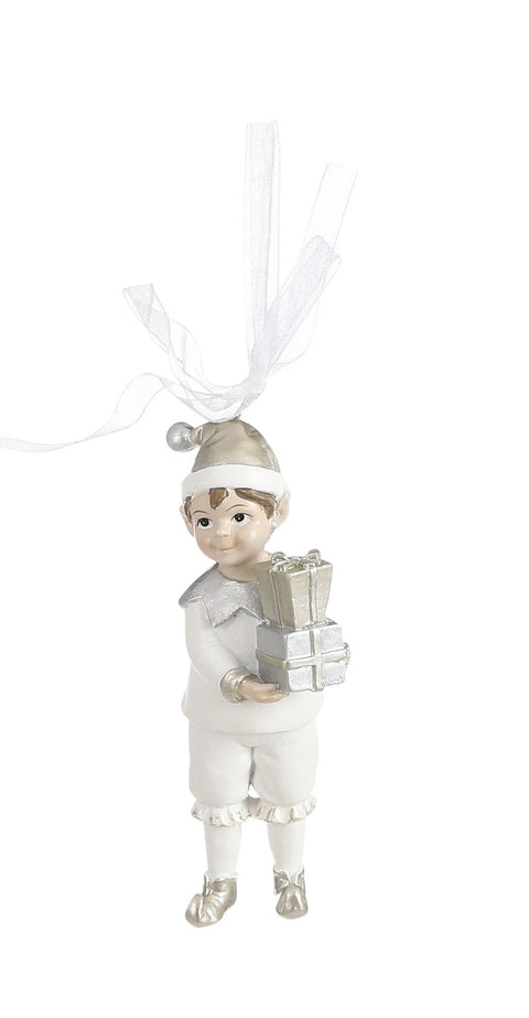 Ornement de figurine d'un lutin avec cadeaux