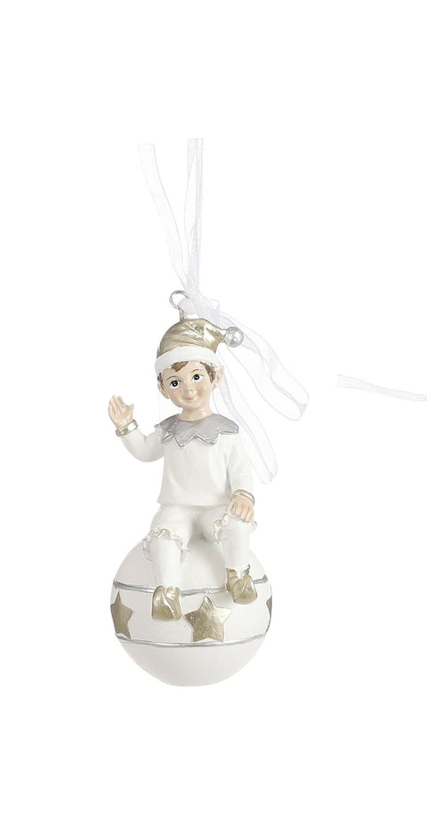 Ornement de figurine assis sur boule