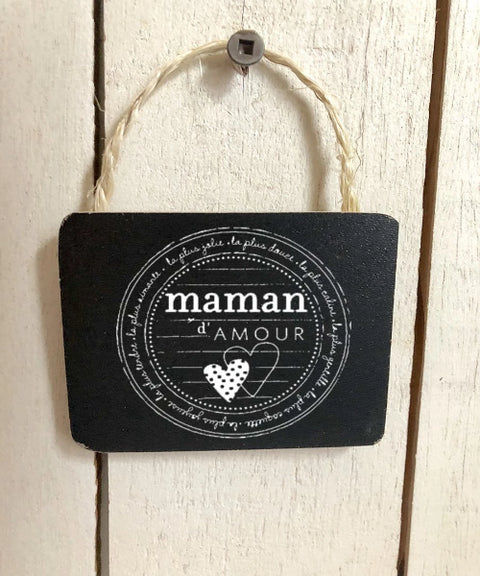 Étiquette cadeau noire "Maman d'amour"