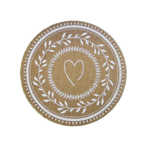 Napperon de jute motif coeur